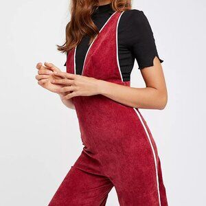 ISO Free People x Camp Collection Jan Corduroy Jumpsuit Overalls Red White Sz XS
